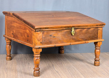 slant pine Vintage Colonial Style Pine Slant-Top Writing Desk with Chair and Wall Shelf — listing 5