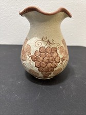 Kontos Pottery Cyprus Textured Egg-Form Ceramic Vase / Tealight Holder with Floral Motif — listing 2