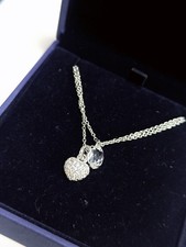 Silver-Tone Puffed Filigree Heart Pendant with Swarovski Crystal Accents, 1-1/2" Wide — listing 5