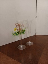 Pair of Tall Trumpet-Shape Crystal Champagne Flutes 9" — listing 3