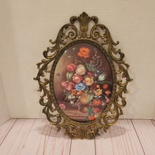 Pair of Antique Oval Framed Artworks (viewed from reverse), Wood-Backed with Wire Hangers — listing 4