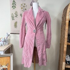 Pink Corduroy Belted Trench Coat / Wrap Jacket — listing 4