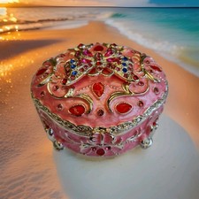 Pink Round Trinket Box with Gold Butterfly Lid — listing 5