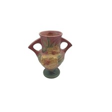 Roseville Peony Two-Handled Vase, Pattern 60-7", Yellow/Gold Glaze — listing 4