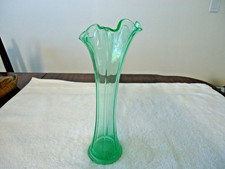 Vaseline / Uranium Glass Floral Embossed Rose Bowl Vase, Yellow, 5 inches