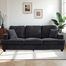 Chenille Upholstered Sofa Set (Pair of Two-Tone Sofas)