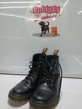 Dr. Martens Black Leather Cap-Toe Lace-Up Combat Boots with Satin Ribbon Laces, listing 3