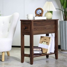 Traditional Cherry-Finish Chairside End Table with Drawer and Cabinet — listing 4