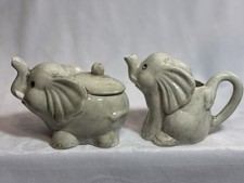 Figural Elephant Covered Sugar Bowl / Small Tureen, Hand-Painted Floral Motif