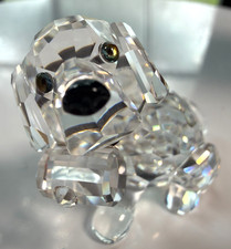 Clear Crystal Reclining Puppy/Dog Figurine with Red Heart
