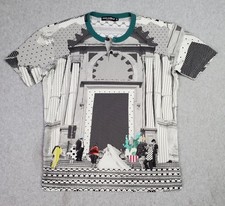 Dolce & Gabbana Black Pointelle Knit Henley Top with Blue Glitter D&G Logo — listing 2
