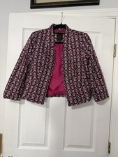 The Limited Women's Black Open-Front Jacket with Red Floral Border Print, Size 12 — listing 5