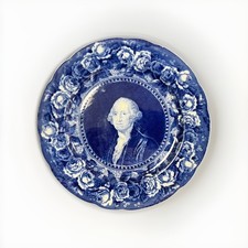 Estate Lot: Flow Blue Portrait Pitcher, Green Leaf Dish, Violet Rose Bowl & Norman Rockwell Porcelain Tankard — listing 6