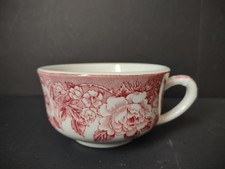 Vintage Red/Pink Transferware Teacup with Pastoral Scene — listing 6