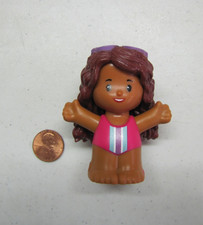 Vintage Resin Figurine of African American Girl in Sun Hat with Pink Beads and Red Shoes — listing 5