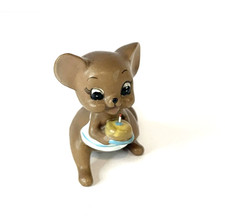 Vintage Anthropomorphic Mouse Figurine in Floral Dress with Blonde Hair