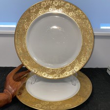 Antique Limoges Green & Gold Encrusted Salad Plates Set of 4 — listing 4