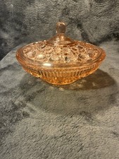 Pink Depression Glass Sugar and Creamer Set with Cut Floral Etching and Beaded Rim, listing 2