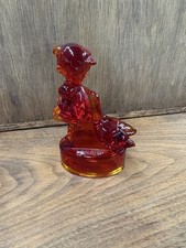 Girl with Two Geese Amberina Red Glass Figurine, 8 inches — listing 6
