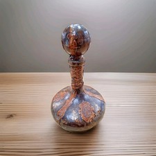 Italian Leather-Wrapped Glass Wine Decanter with Embossed Tooling — listing 2