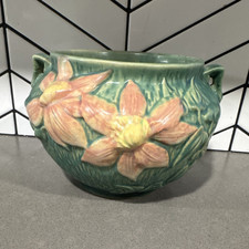 Roseville Pottery Clematis Pattern Jardiniere (Gold/Brown Glaze) — listing 5