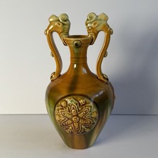 Vintage Majolica-Style Hexagonal Dragon Vase with Applied Relief Decoration — listing 5