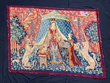 Vintage Needlepoint Tapestry Wall Hanging, Old Master Scholar Scene — listing 2