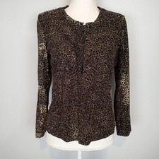 Onyx Nite by Wendye Chaitin Women's Black & Gold Medallion Print Open-Front Cardigan/Jacket, Size 2X — listing 6