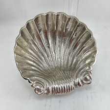 Vintage Aluminum Footed Shell Serving Bowl with Ornate Scroll Base — listing 5