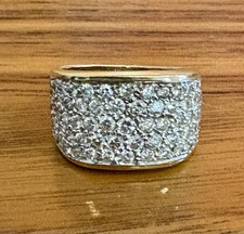 18K diamond 18K Yellow Gold Wide Band Diamond Ring with Bezel-Set Center Stone — listing 4