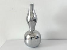 Vintage Spun Aluminum Trumpet-Form Bud Vase with Pedestal Base — listing 3