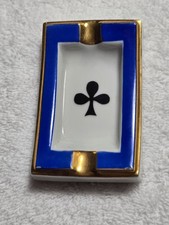 Vintage Limoges France Porcelain Ashtray with Floral Bouquet, Green Band and Heavy Gold Gilt — listing 6