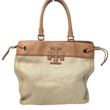 Tory Burch Metallic Gold Woven Straw & Silver Leather Chain-Strap Tote Purse — listing 6