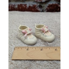 Vintage Blue Ceramic Baby Booties Planter and Basket Bassinet Nursery Decor Set — listing 3