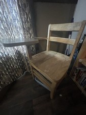 Vintage Wooden Single-Student School Desk with Lift-Top Lid — listing 2