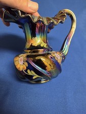 Hand-Painted Amethyst Purple Glass Teardrop Bud Vase with Floral Motif, 9.75 in — listing 3
