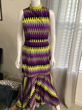 African Print Ankara Long Mermaid Dress with Faux Pearls, Feather Trim and Sheer Mesh Sleeves — listing 6