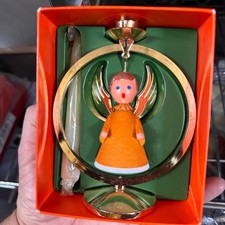 Vintage German Porcelain Angel Candle Holder Figurine with Accordion, Seated