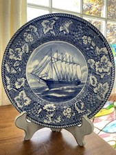 Blue & White Transferware Plate, English Village Street Scene 'Ye Olde Curiosity Shop', listing 5