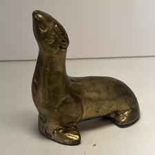 Pair of Vintage Solid Brass Sea Lion / Seal Figurines — listing 2