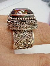 Sarda 925 Sterling Silver Balinese Woven Chain Bracelet with Paisley Repoussé Medallion, Adjustable 7"-8" — listing 4