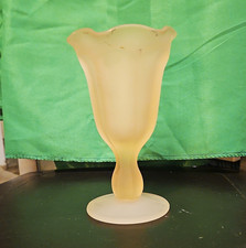 Hand-Blown Amber-Rimmed Ruffled Art Glass Bowl