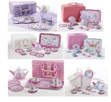 Children's Tin Litho Toy Tea / Dinner Plate Set in Gift Box — listing 2