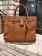 Michael Kors Hamilton Summer Handbag, Red & White Nautical Striped Canvas with Tan Leather Trim — listing 3
