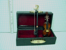 Vintage Engraved Brass Figural Violin Miniature with Bird and Floral Motif — listing 4