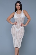 Be Wicked USA Black Open-Knit Crochet Mesh V-Neck Cover-Up / Dress with Tie Waist (NWT) — listing 3