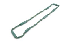 Vintage Green Beaded Necklace with Graduated Glass and Faux Pearl Beads — listing 3