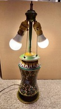 Italian Hand-Painted Majolica Pottery Table Lamp with Floral Decoration — listing 6