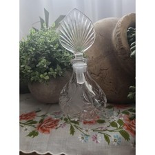 Vintage Hand-Cut Crystal Perfume Bottle with Frosted Floral Stopper — listing 4