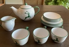 Gmundner Keramik Green Striped Porcelain Coffee Pot, Austria